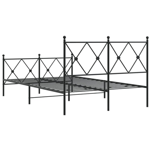 Schwarzes Metallbettgestell mit Kopfteil und Fußteil Alfred 120x190cm