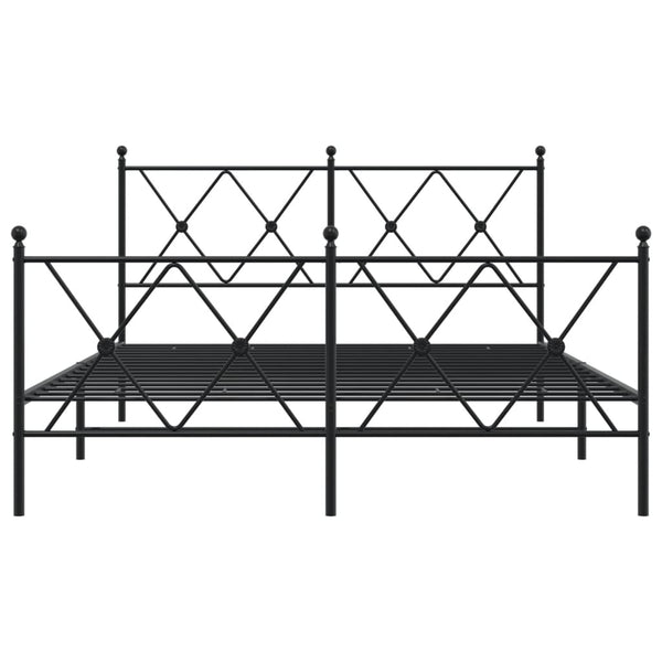 Schwarzes Metallbettgestell mit Kopfteil und Fußteil Alfred 137x190cm