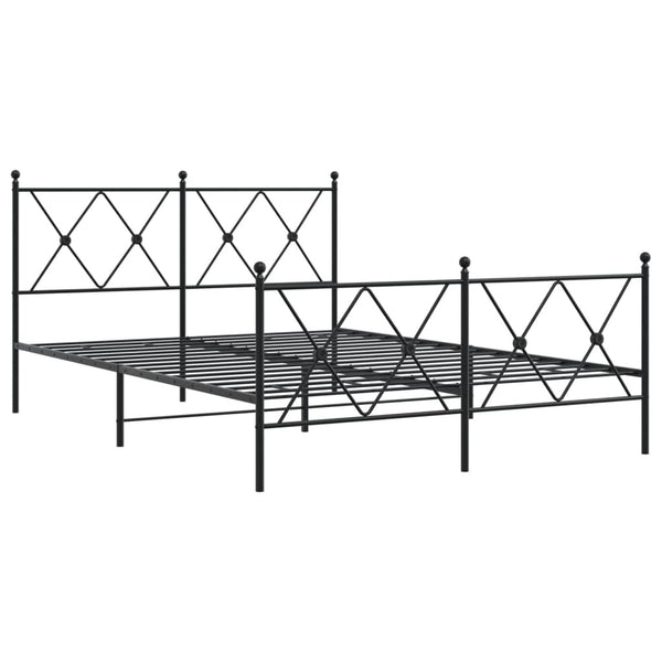 Schwarzes Metallbettgestell mit Kopfteil und Fußteil Alfred 140x190cm