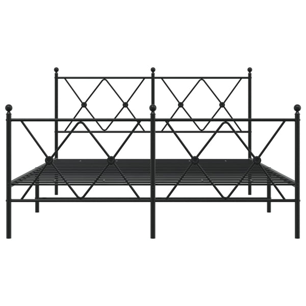 Schwarzes Metallbettgestell mit Kopfteil und Fußteil Alfred 140x190cm