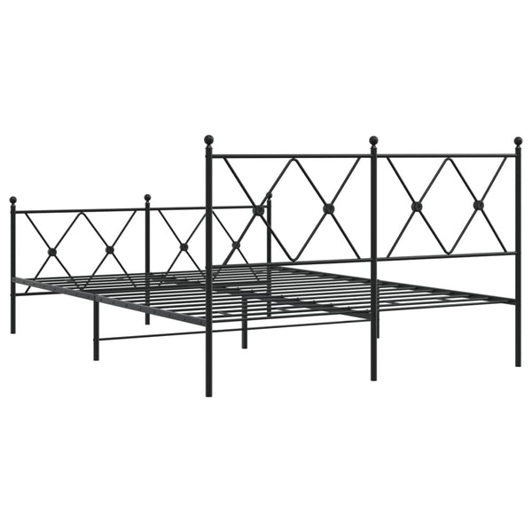 Schwarzes Metallbettgestell mit Kopfteil und Fußteil Alfred 140x190cm