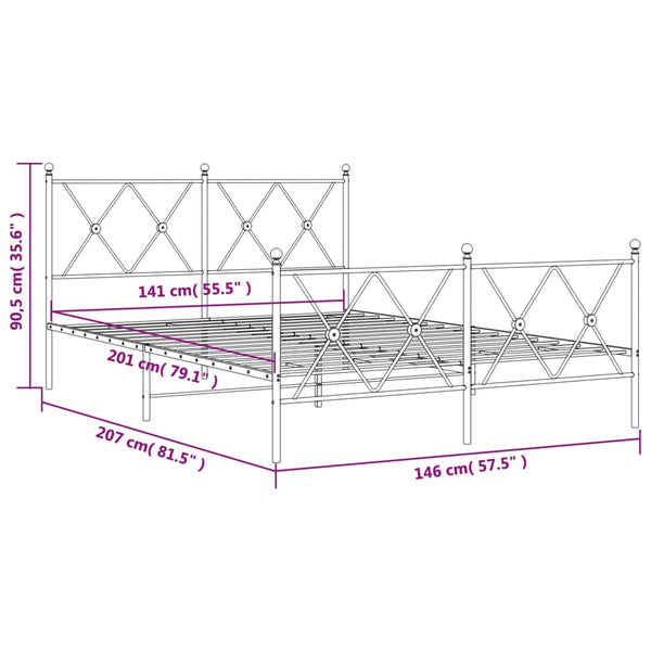 Schwarzes Metallbettgestell mit Kopfteil Alfred 140x200cm