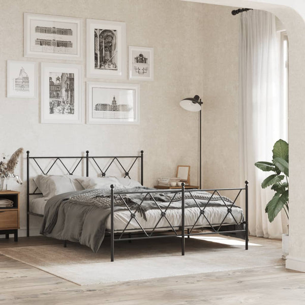 Schwarzes Metallbettgestell mit Kopfteil Alfred 140x200cm