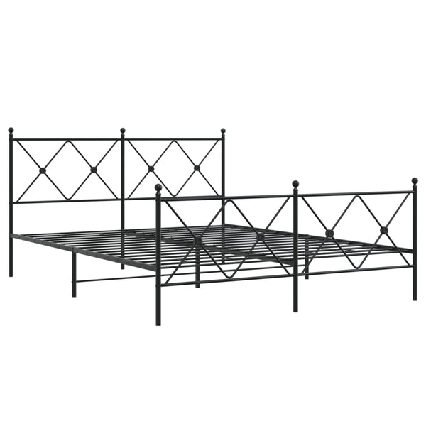 Schwarzes Metallbettgestell mit Kopfteil und Fußteil Alfred 150x200cm