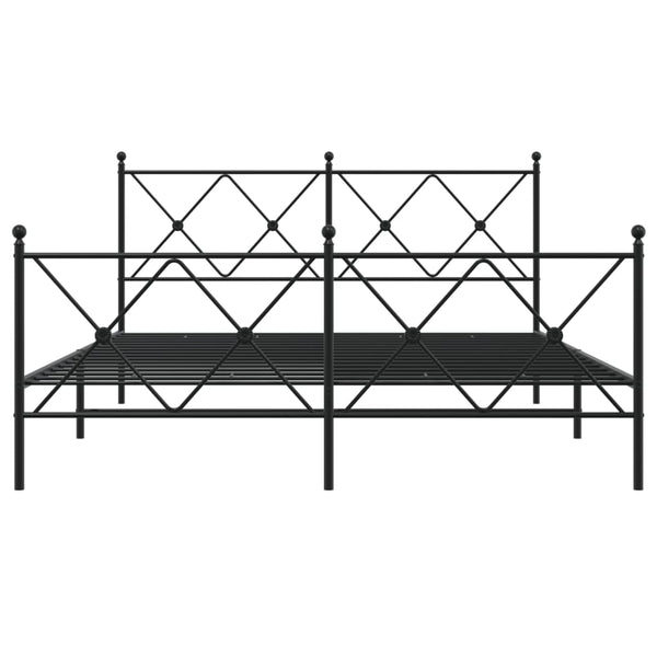 Schwarzes Metallbettgestell mit Kopfteil und Fußteil Alfred 150x200cm