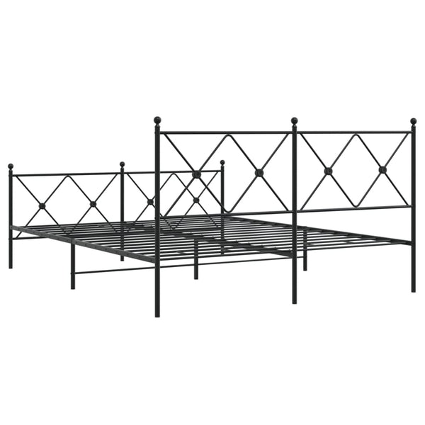 Schwarzes Metallbettgestell mit Kopfteil und Fußteil Alfred 150x200cm
