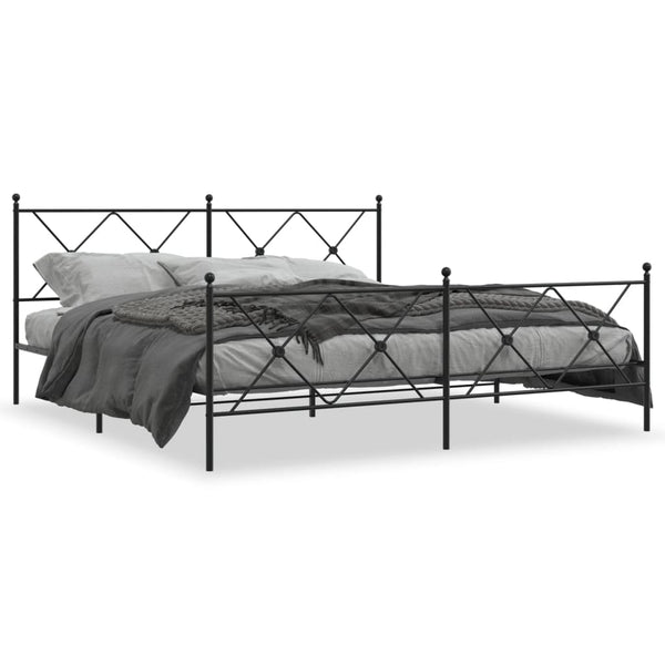 Schwarzes Metallbettgestell mit Kopfteil und Fußteil Alfred 183x213cm