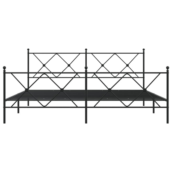Schwarzes Metallbettgestell mit Kopfteil und Fußteil Alfred 183x213cm