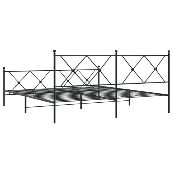 Schwarzes Metallbettgestell mit Kopfteil und Fußteil Alfred 183x213cm