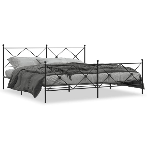 Schwarzer Metallbettrahmen mit Kopfteil Alfred 193x203cm