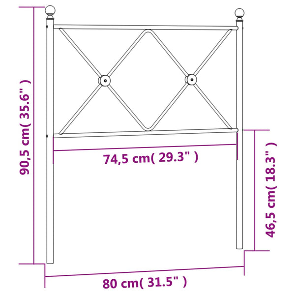 Schwarzes Metallkopfteil Afanasi 75cm