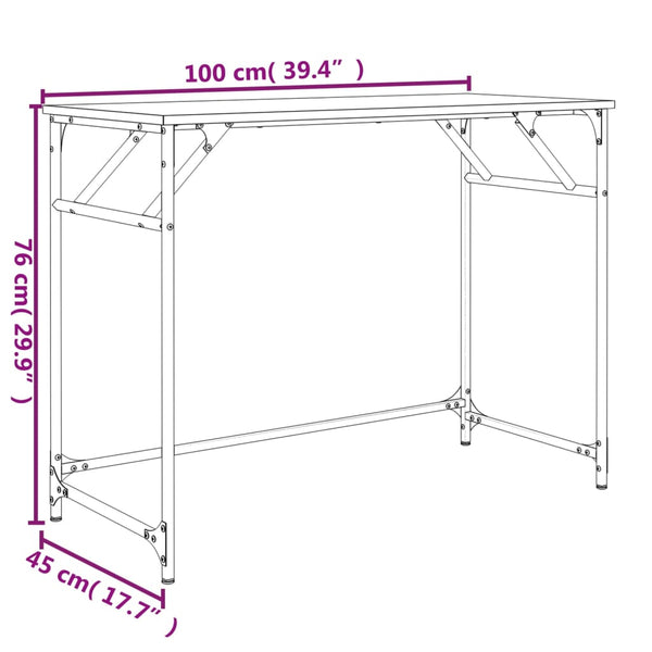 Grauer Schreibtisch Crengut 100x45x76cm (Holz und Stahl)