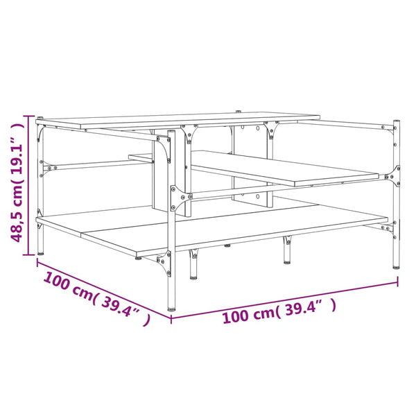 Schwarzer Couchtisch Sedara 100x100x48,5cm (Holz)