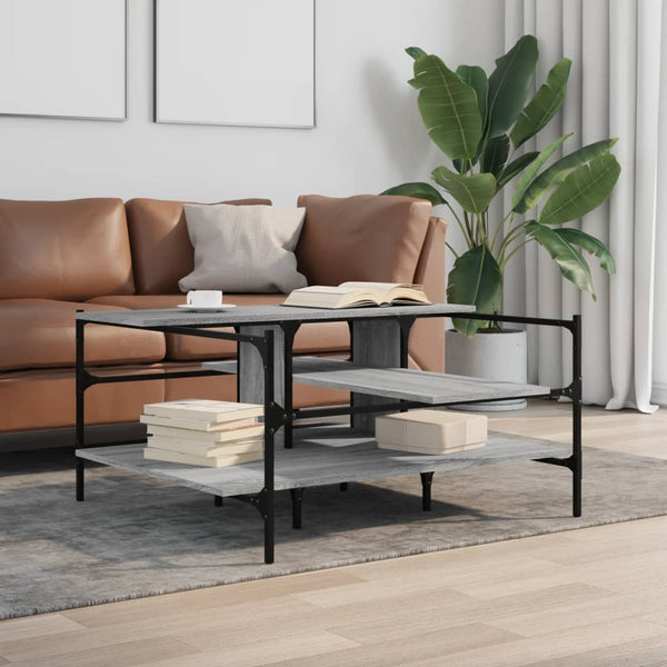 Grauer Couchtisch Sedara 100x100x48,5cm (Holz)