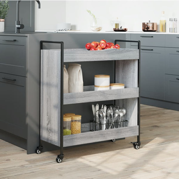 Grauer Küchenwagen Chivuta 70x30x82cm (Holz)