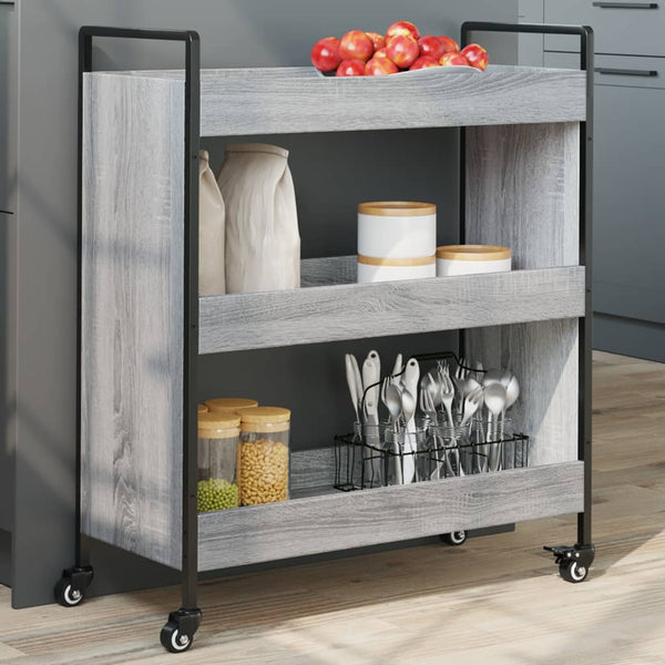 Grauer Küchenwagen Chivuta 70x30x82cm (Holz)