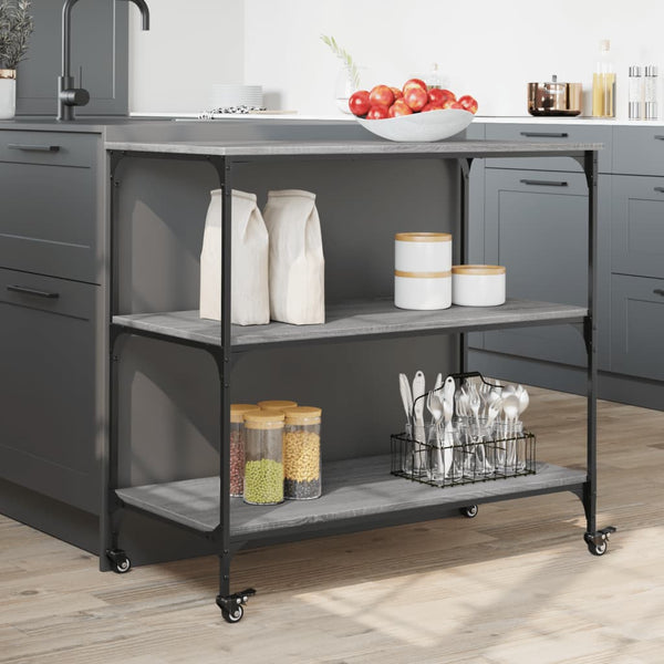 Grauer Küchenwagen Petruc 102x50x95cm (Holz)