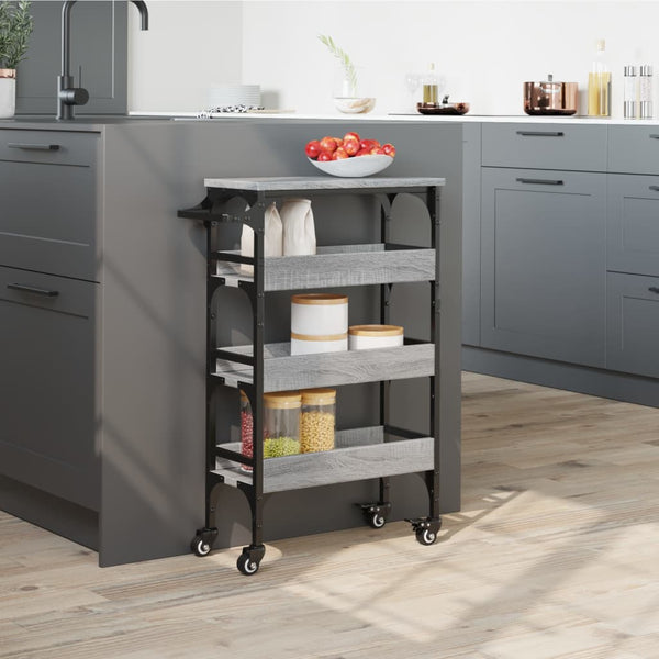 Grauer Küchenwagen Lauri 53x20x76cm (Holz)
