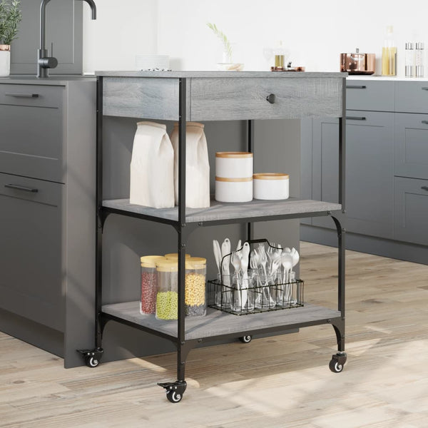 Grauer Küchenwagen Onoare 60x48x89,5cm (Holz)