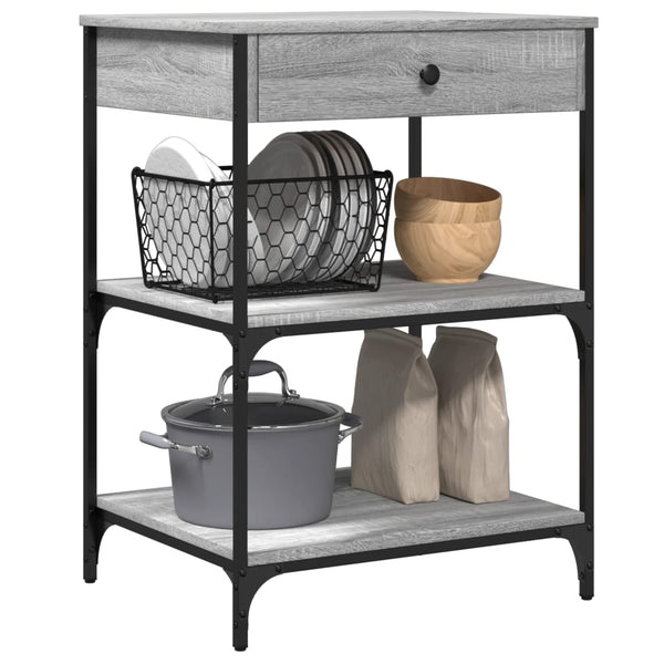 Grauer Küchenwagen Onoare 60x48x89,5cm (Holz)