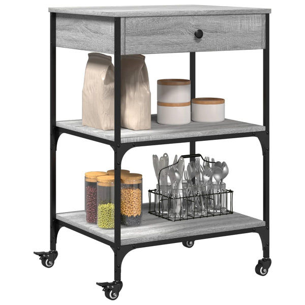 Grauer Küchenwagen Onoare 60x48x89,5cm (Holz)