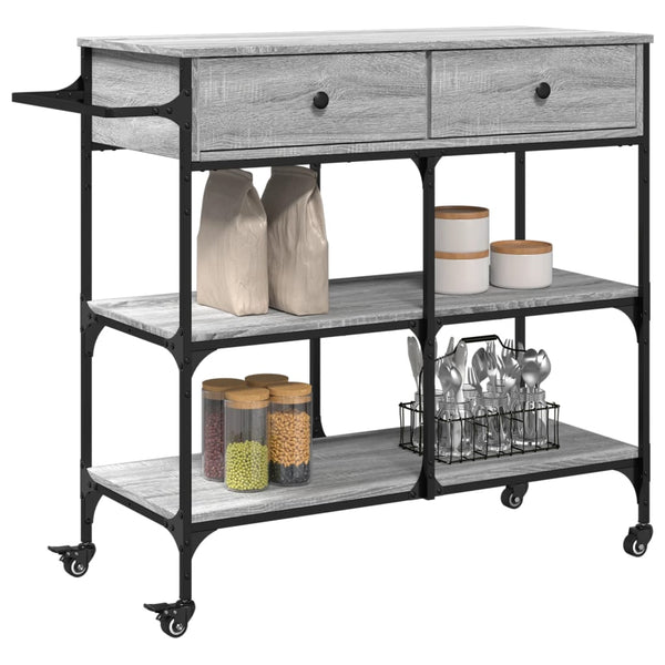 Grauer Küchenwagen Getamarioara 105x42x95cm (Holz)