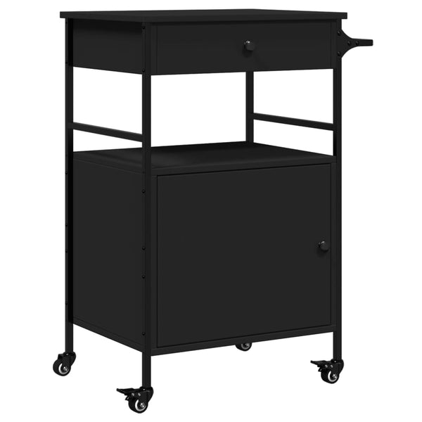 Küchenwagen Tatianu, schwarz, 56x43x89,5cm (Holz)