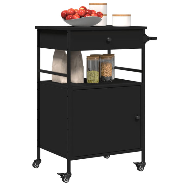 Küchenwagen Tatianu, schwarz, 56x43x89,5cm (Holz)