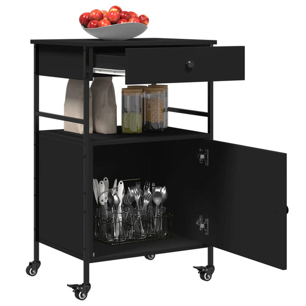 Küchenwagen Tatianu, schwarz, 56x43x89,5cm (Holz)