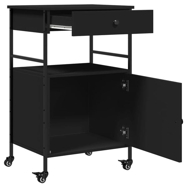 Küchenwagen Tatianu, schwarz, 56x43x89,5cm (Holz)