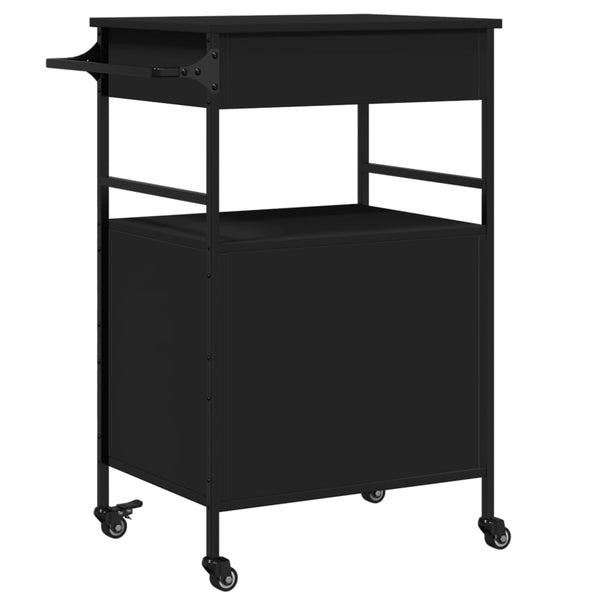 Küchenwagen Tatianu, schwarz, 56x43x89,5cm (Holz)