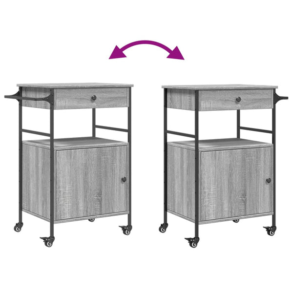 Grauer Küchenwagen Tatianu 56x43x89,5cm (Holz)