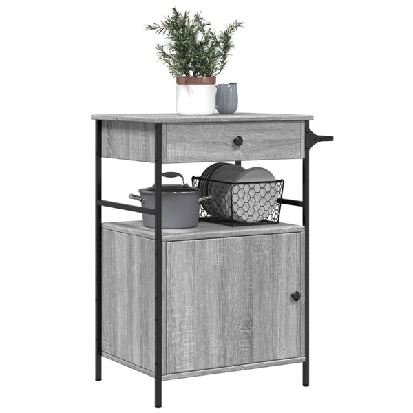 Grauer Küchenwagen Tatianu 56x43x89,5cm (Holz)