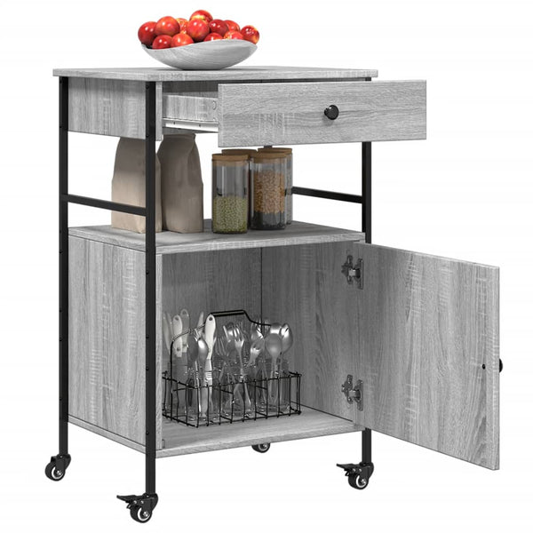 Grauer Küchenwagen Tatianu 56x43x89,5cm (Holz)