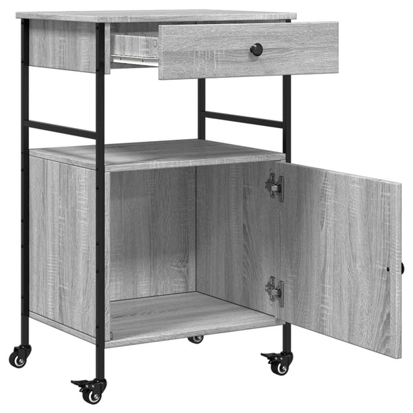 Grauer Küchenwagen Tatianu 56x43x89,5cm (Holz)