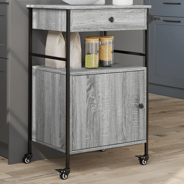 Grauer Küchenwagen Tatianu 56x43x89,5cm (Holz)