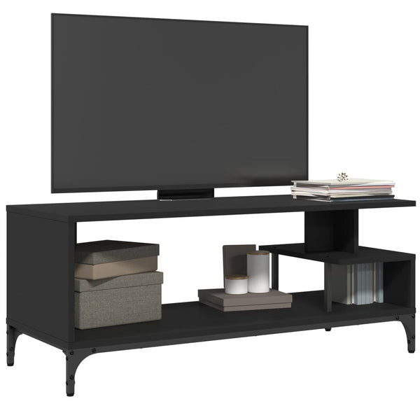 Schwarzer TV-Schrank Ligea 102x40x41cm (Holz und pulverbeschichteter Stahl)