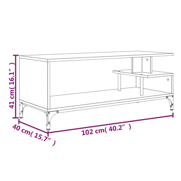 TV-Möbel Ligea, Eiche Braun, 102x40x41cm (Holz und Stahl)