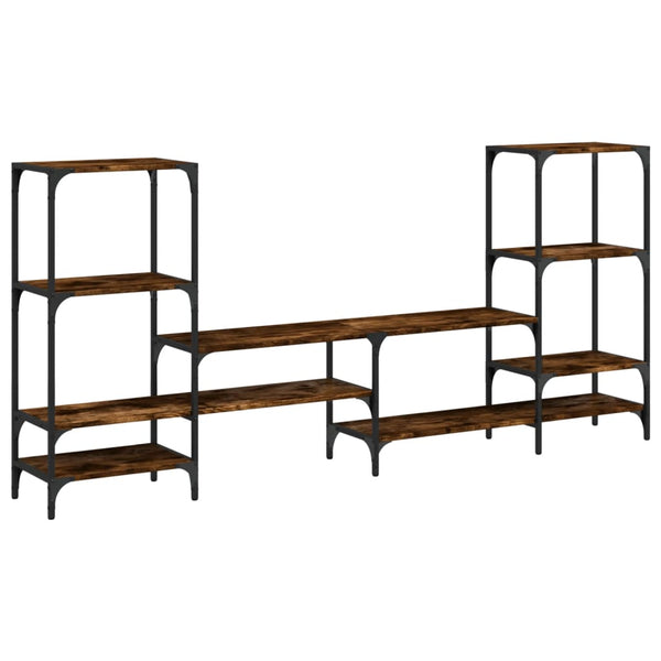 TV-Lowboard Baniamin aus Eiche, geräuchert, 206,5x28,5x95cm (Holz)
