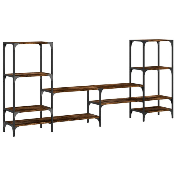 TV-Lowboard Baniamin aus Eiche, geräuchert, 206,5x28,5x95cm (Holz)
