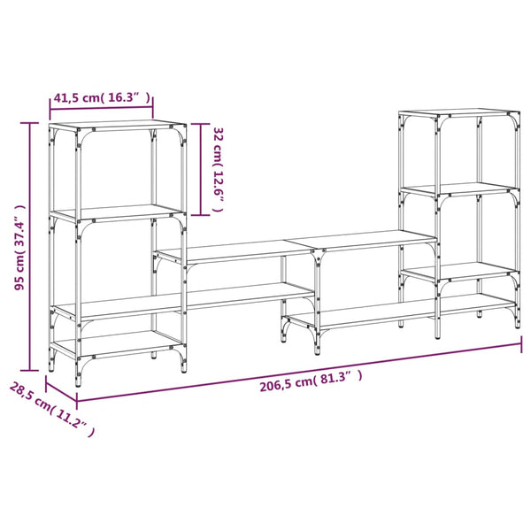 Harmaa tv-taso Baniamin 206,5x28,5x95cm (puinen)
