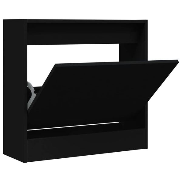 Schwarzer Schuhschrank Antim 60x21x57cm (Holz)