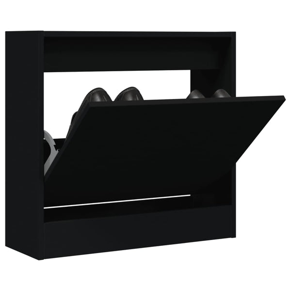 Schwarzer Schuhschrank Antim 60x21x57cm (Holz)