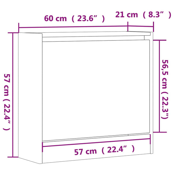 Schuhschrank Antim in Betongrau 60x21x57cm (Holz)