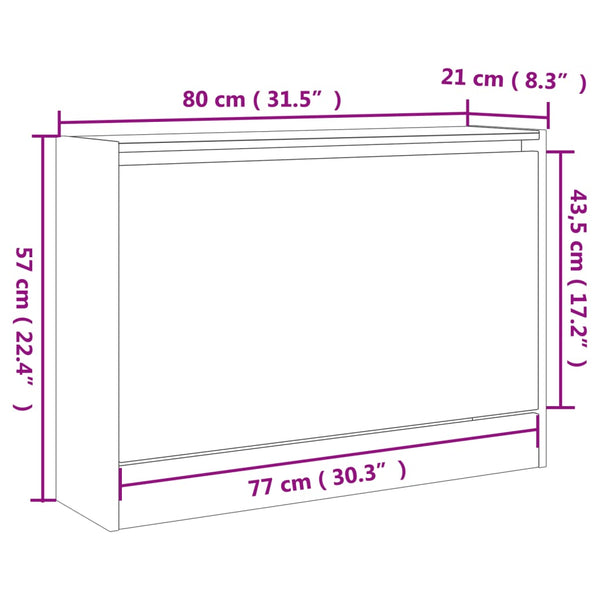 Betongrauer Schuhschrank Antim 80x21x57cm (Holz)