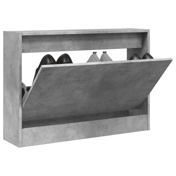 Betongrauer Schuhschrank Antim 80x21x57cm (Holz)