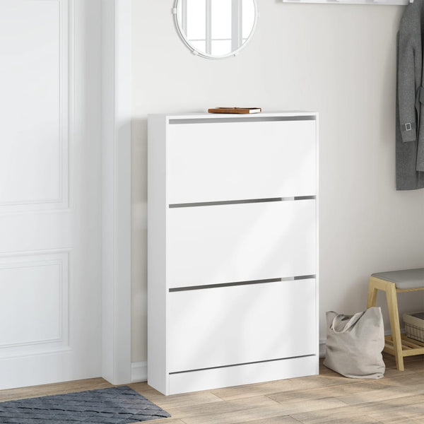 Weißer Schuhschrank Antim 80x21x125,5cm (Holz)