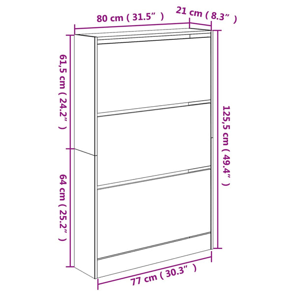 Schuhschrank Savutammi Antim 80x21x125,5cm (Holz)
