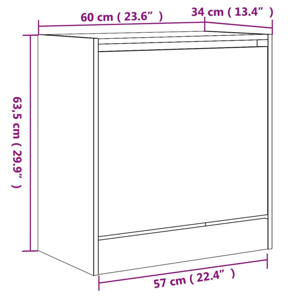 Schwarzer Schuhschrank Antim 60x34x63,5cm (Holz)