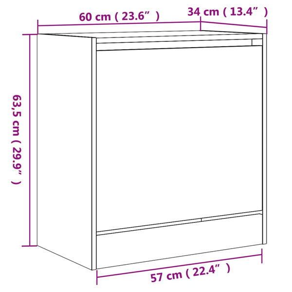 Grauer Schuhschrank Antim 60x34x63,5cm (Holz)